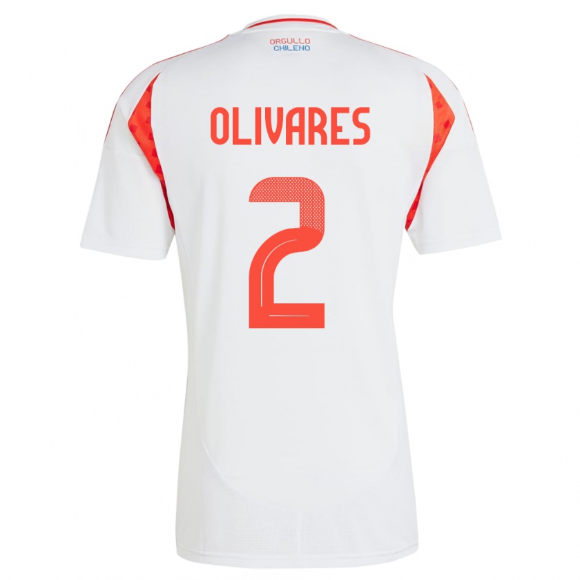 Kandiny Hombre Camiseta Chile Michelle Olivares #2 Blanco 2ª Equipación 24-26 La Camisa Chile