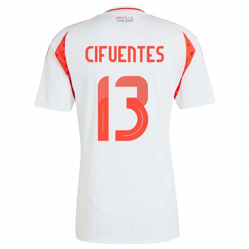 Kandiny Hombre Camiseta Chile Anaís Cifuentes #13 Blanco 2ª Equipación 24-26 La Camisa Chile