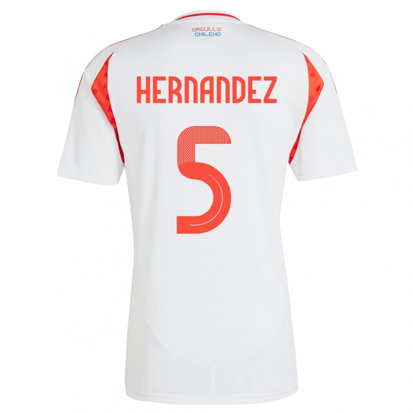 Kandiny Hombre Camiseta Chile Monserrat Hernández #5 Blanco 2ª Equipación 24-26 La Camisa Chile