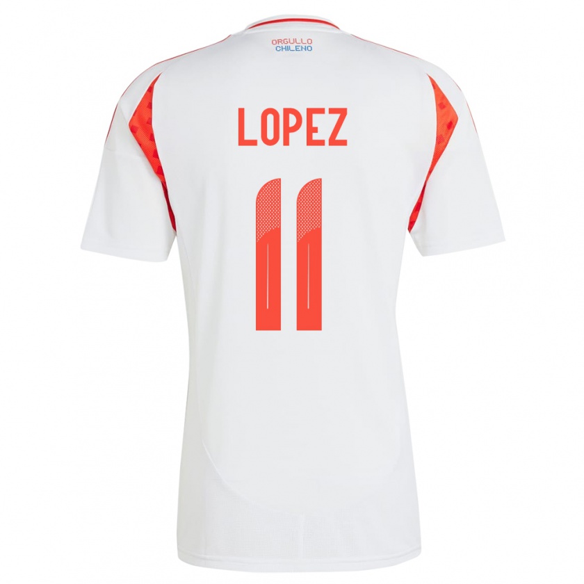 Kandiny Hombre Camiseta Chile Yessenia López #11 Blanco 2ª Equipación 24-26 La Camisa Chile