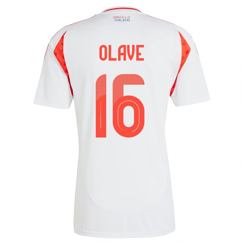 Kandiny Hombre Camiseta Chile Isidora Olave #16 Blanco 2ª Equipación 24-26 La Camisa Chile