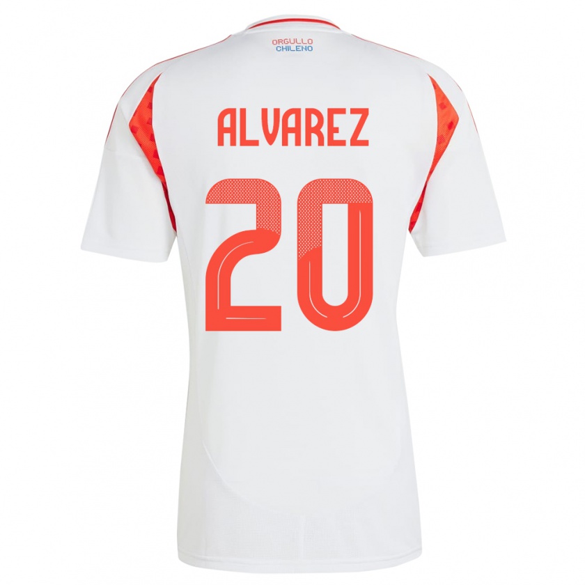 Kandiny Hombre Camiseta Chile Anaís Álvarez #20 Blanco 2ª Equipación 24-26 La Camisa Chile