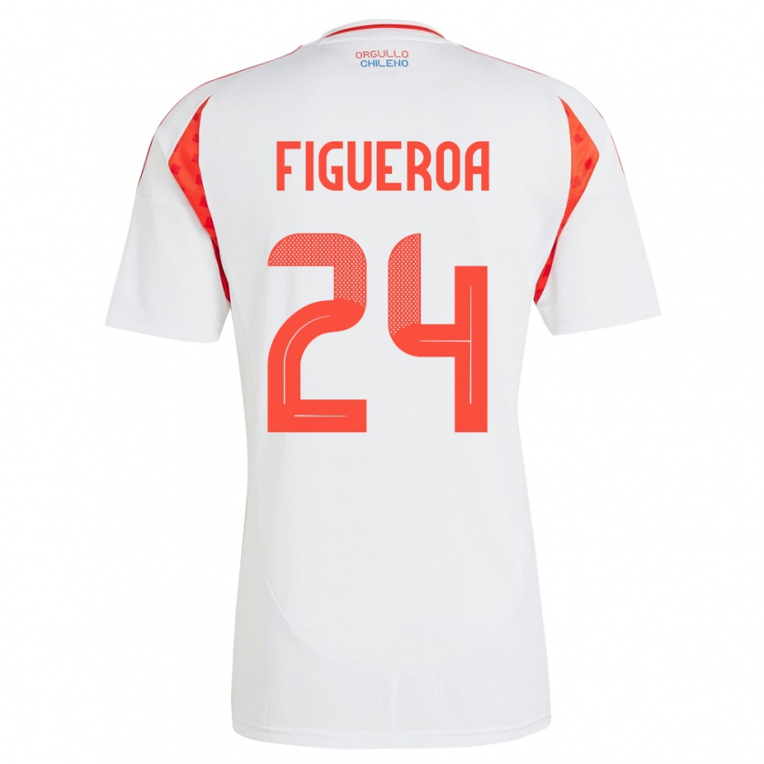 Kandiny Hombre Camiseta Chile Ámbar Figueroa #24 Blanco 2ª Equipación 24-26 La Camisa Chile