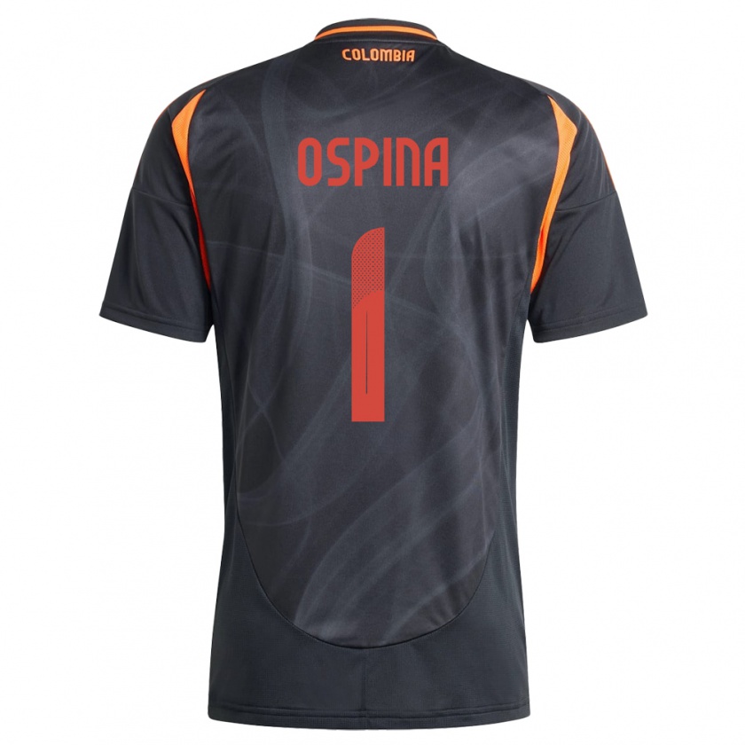 Kandiny Hombre Camiseta Colombia David Ospina #1 Negro 2ª Equipación 24-26 La Camisa Chile