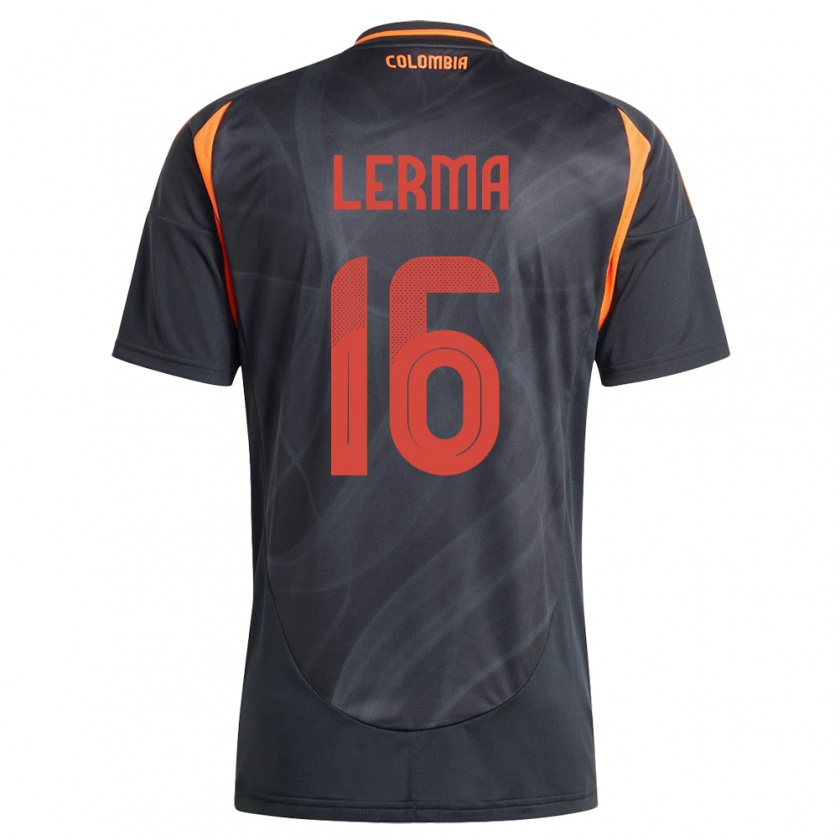 Kandiny Hombre Camiseta Colombia Jefferson Lerma #16 Negro 2ª Equipación 24-26 La Camisa Chile