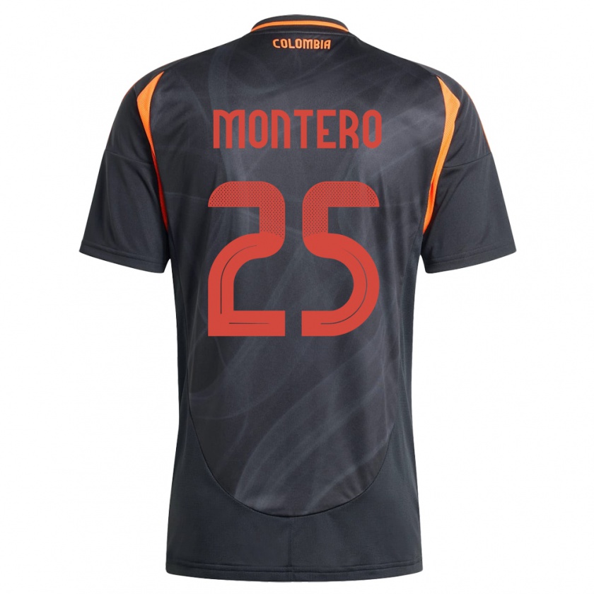 Kandiny Hombre Camiseta Colombia Álvaro Montero #25 Negro 2ª Equipación 24-26 La Camisa Chile