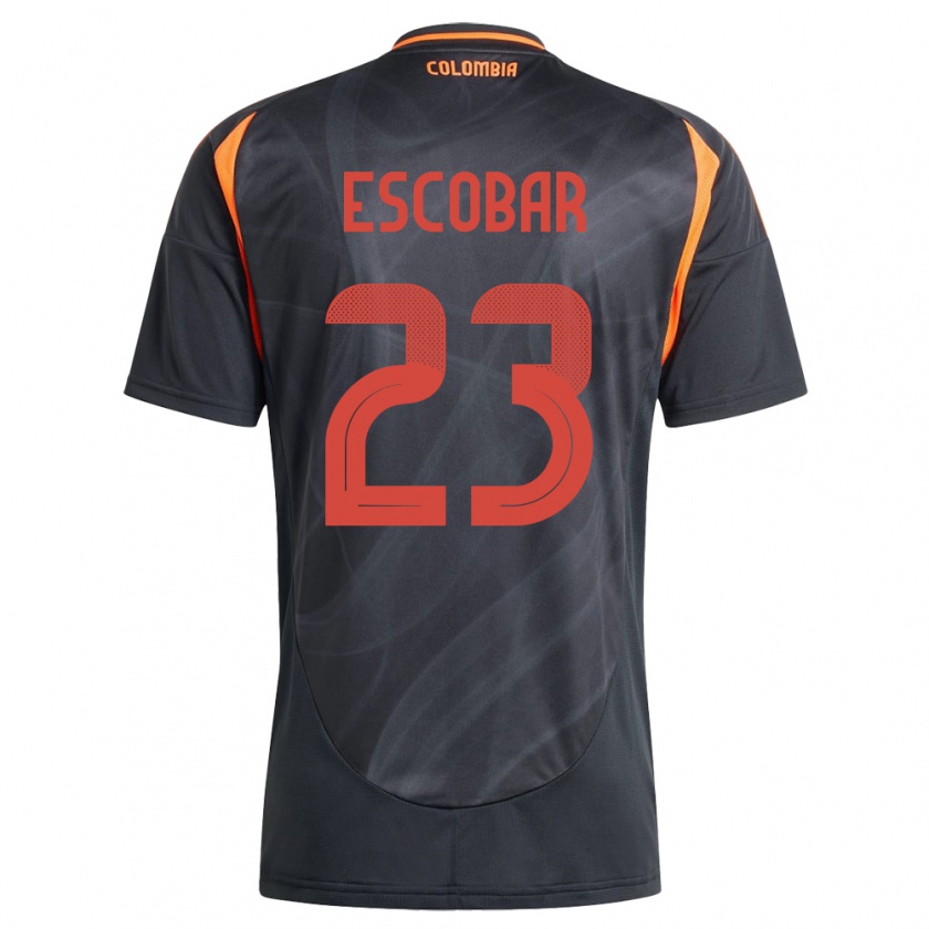 Kandiny Hombre Camiseta Colombia Josen Escobar #23 Negro 2ª Equipación 24-26 La Camisa Chile