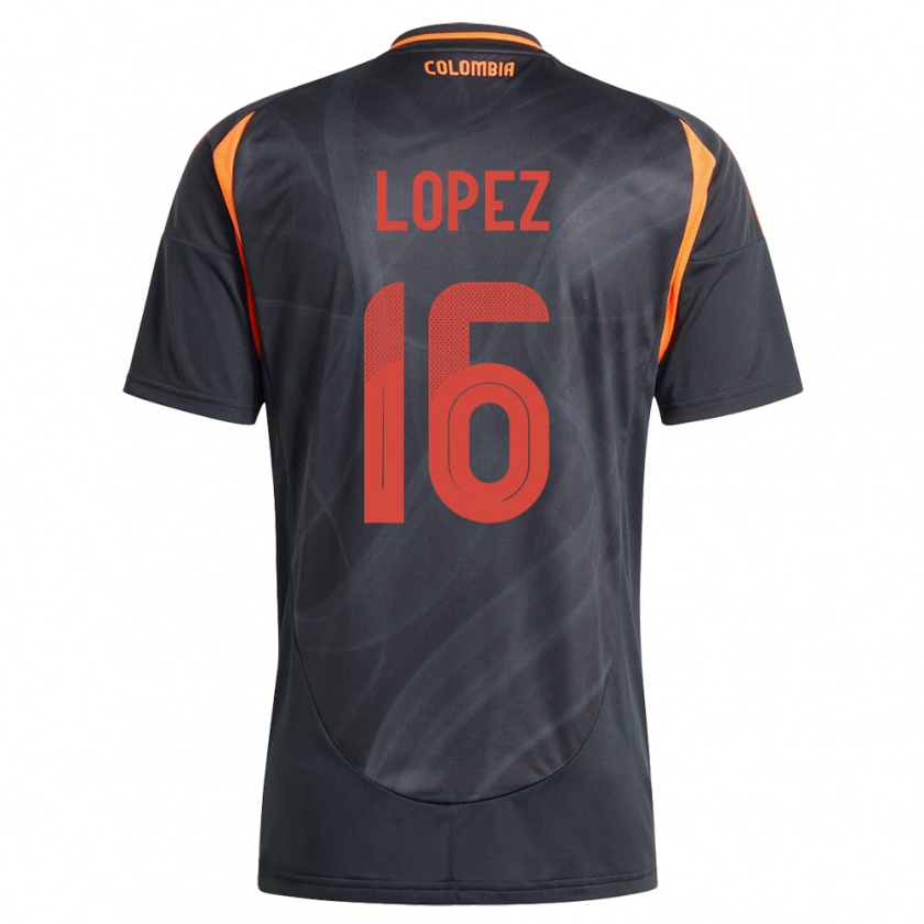 Kandiny Hombre Camiseta Colombia William López #16 Negro 2ª Equipación 24-26 La Camisa Chile