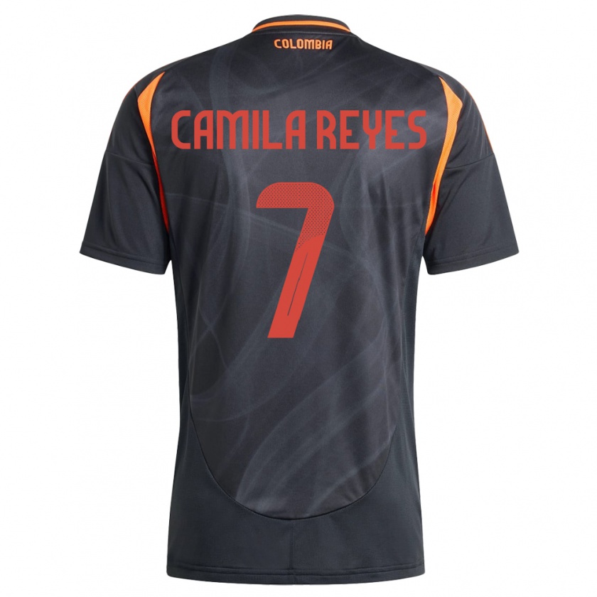 Kandiny Hombre Camiseta Colombia María Camila Reyes #7 Negro 2ª Equipación 24-26 La Camisa Chile