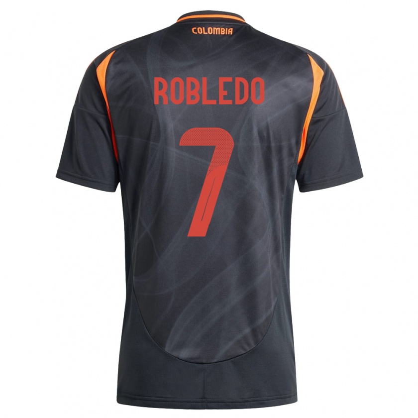 Kandiny Hombre Camiseta Colombia Gisela Robledo #7 Negro 2ª Equipación 24-26 La Camisa Chile