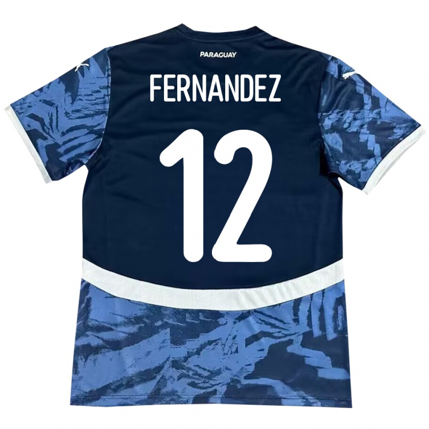 Kandiny Hombre Camiseta Paraguay Gatito Fernández #12 Azul 2ª Equipación 24-26 La Camisa Chile