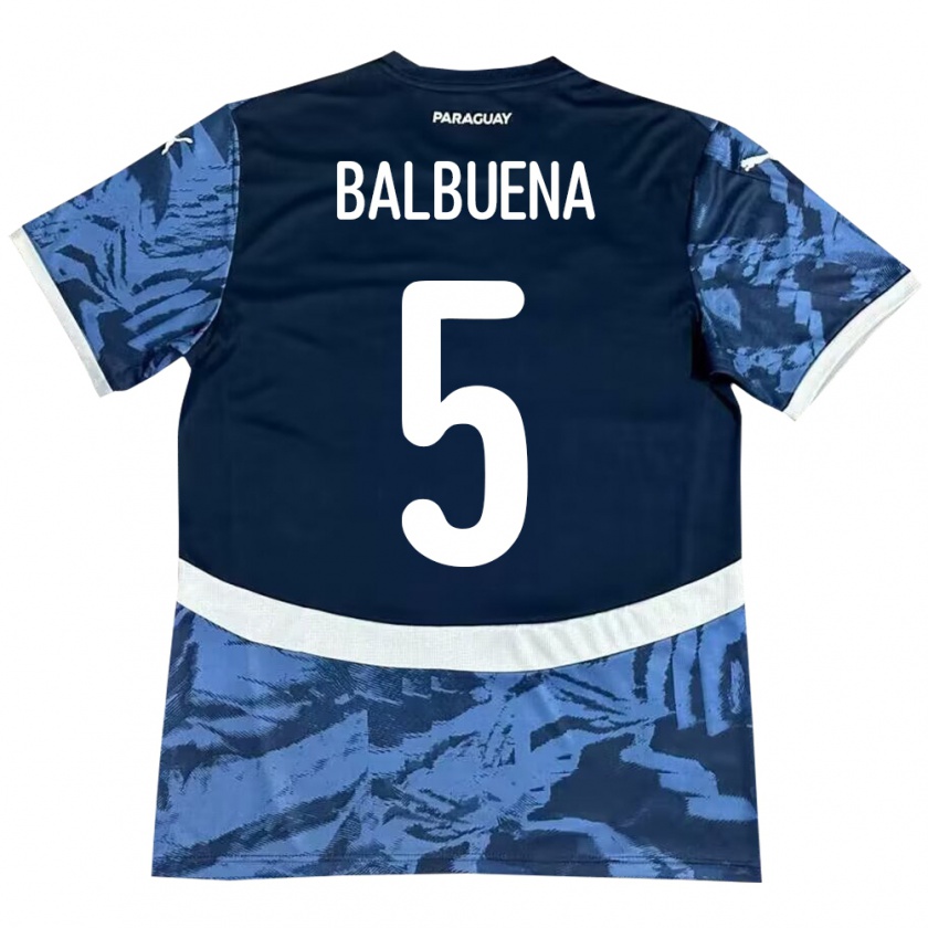 Kandiny Hombre Camiseta Paraguay Fabián Balbuena #5 Azul 2ª Equipación 24-26 La Camisa Chile