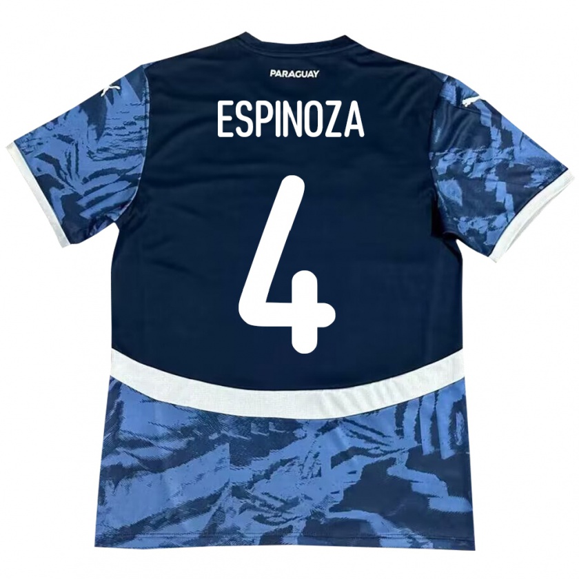 Kandiny Hombre Camiseta Paraguay Matías Espinoza #4 Azul 2ª Equipación 24-26 La Camisa Chile