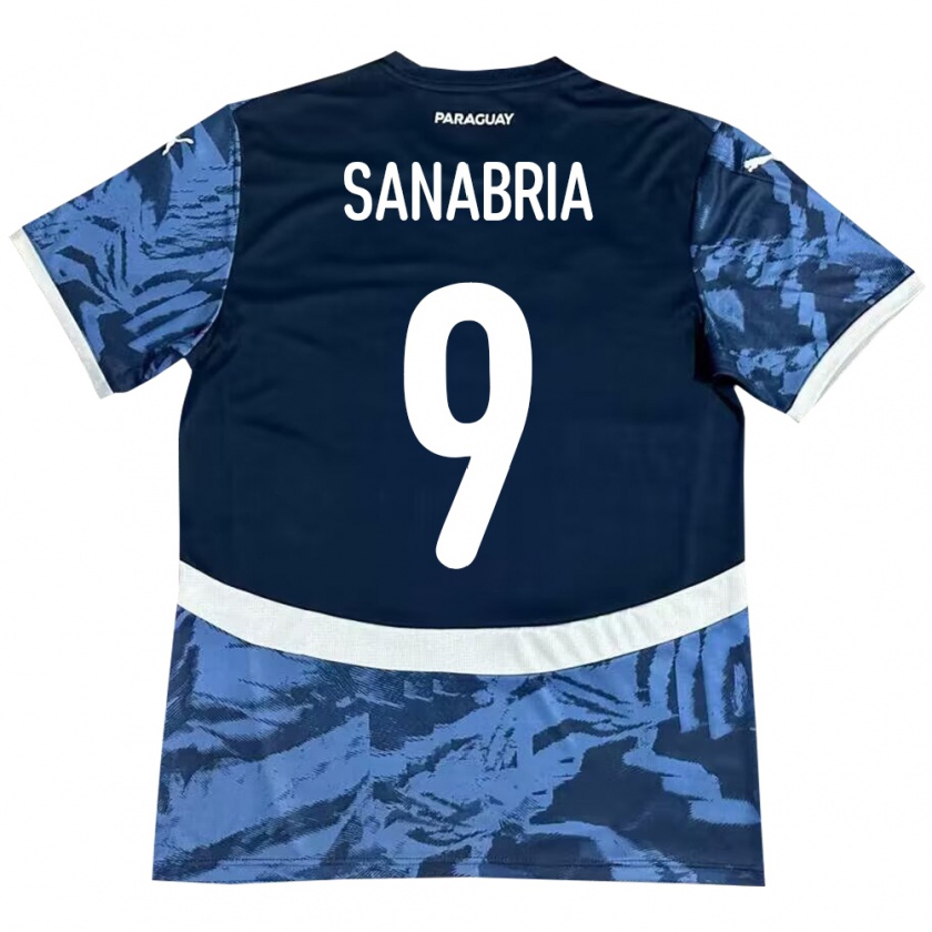 Kandiny Hombre Camiseta Paraguay Antonio Sanabria #9 Azul 2ª Equipación 24-26 La Camisa Chile