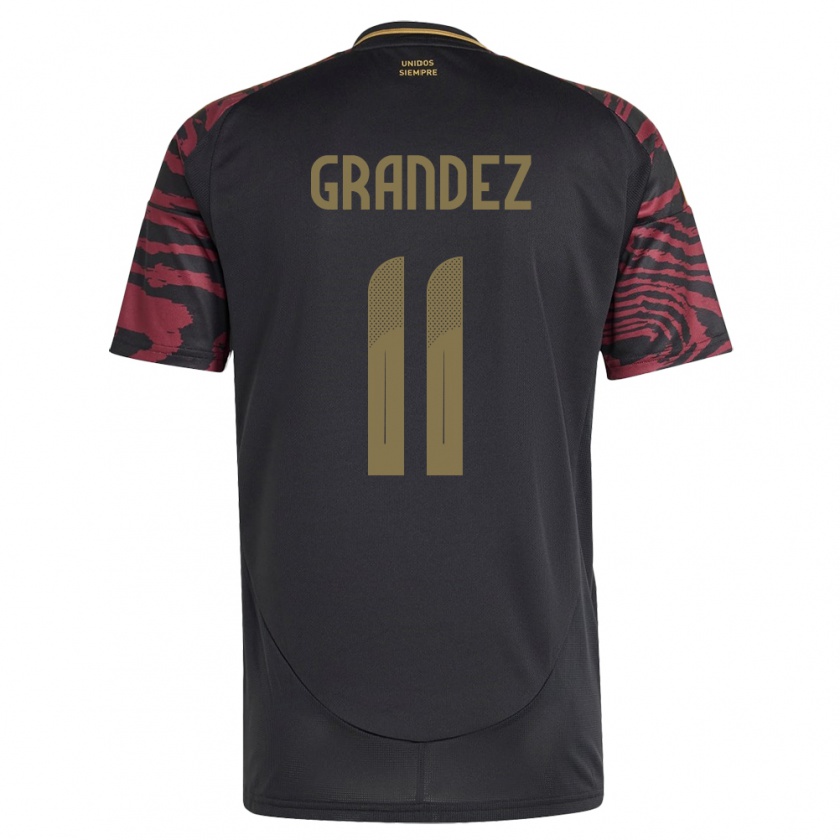 Kandiny Hombre Camiseta Perú Guillermo Grández #11 Negro 2ª Equipación 24-26 La Camisa Chile