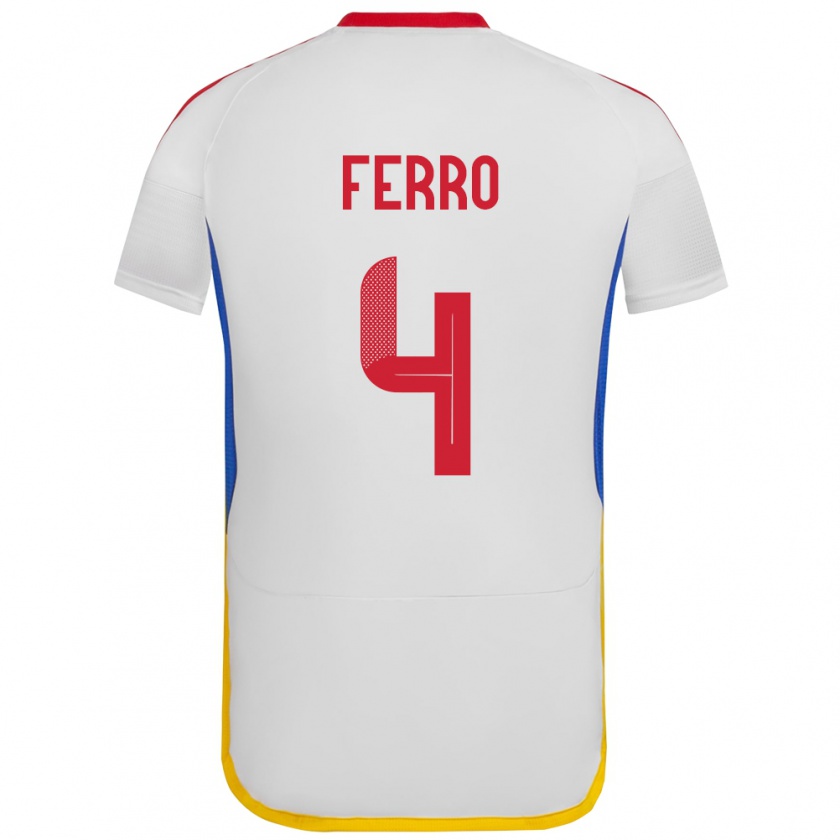 Kandiny Hombre Camiseta Venezuela Andrés Ferro #4 Blanco 2ª Equipación 24-26 La Camisa Chile