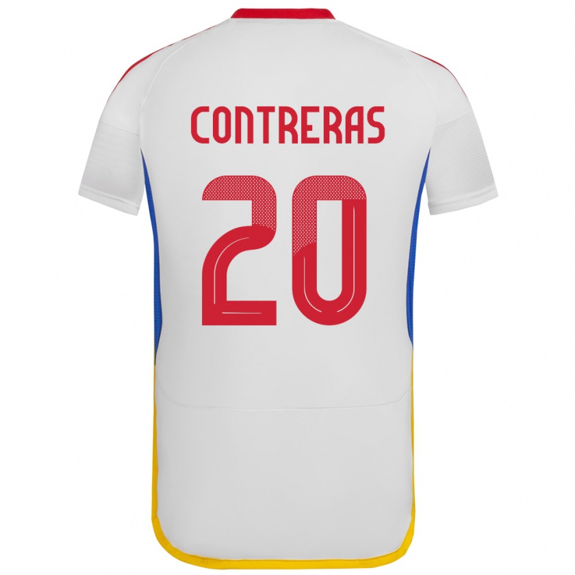 Kandiny Hombre Camiseta Venezuela Anderson Contreras #20 Blanco 2ª Equipación 24-26 La Camisa Chile