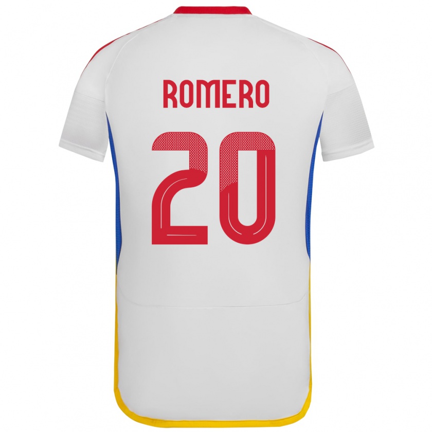 Kandiny Hombre Camiseta Venezuela Andrés Romero #20 Blanco 2ª Equipación 24-26 La Camisa Chile