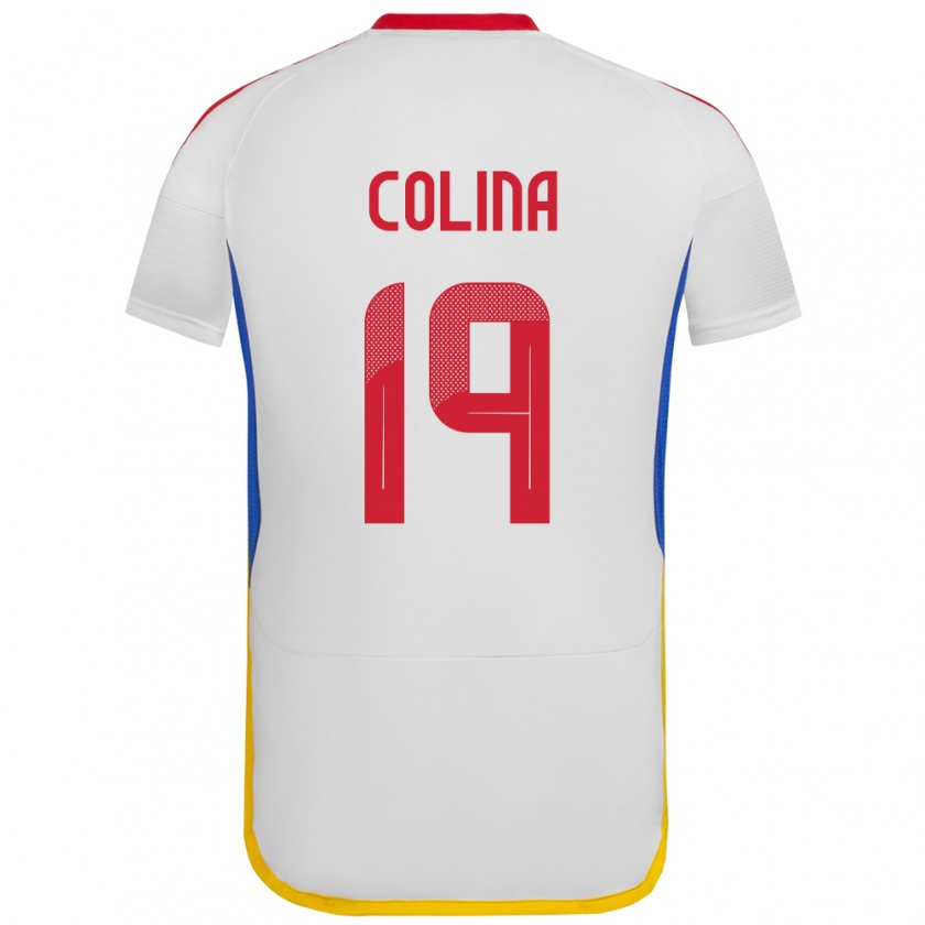 Kandiny Hombre Camiseta Venezuela Junior Colina #19 Blanco 2ª Equipación 24-26 La Camisa Chile