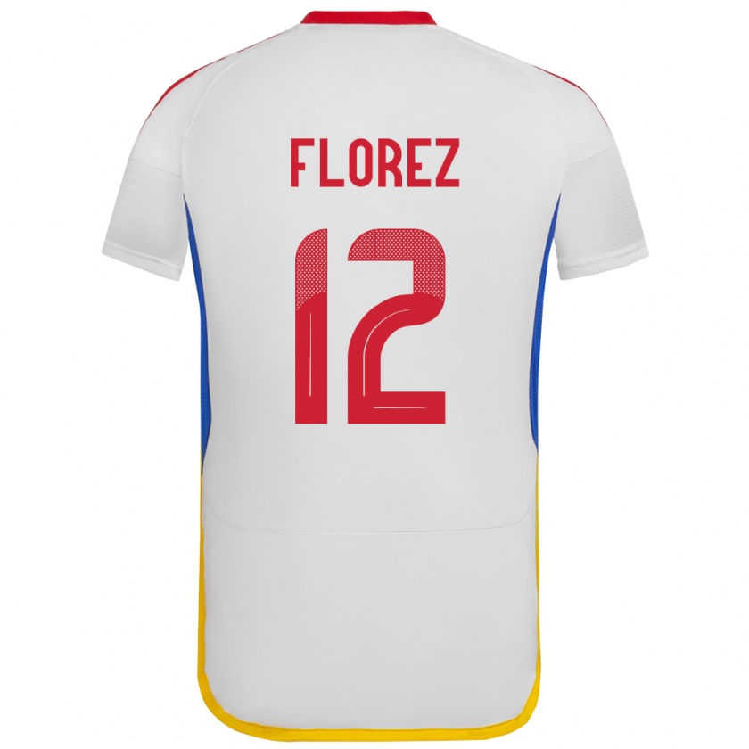 Kandiny Hombre Camiseta Venezuela Génesis Flórez #12 Blanco 2ª Equipación 24-26 La Camisa Chile