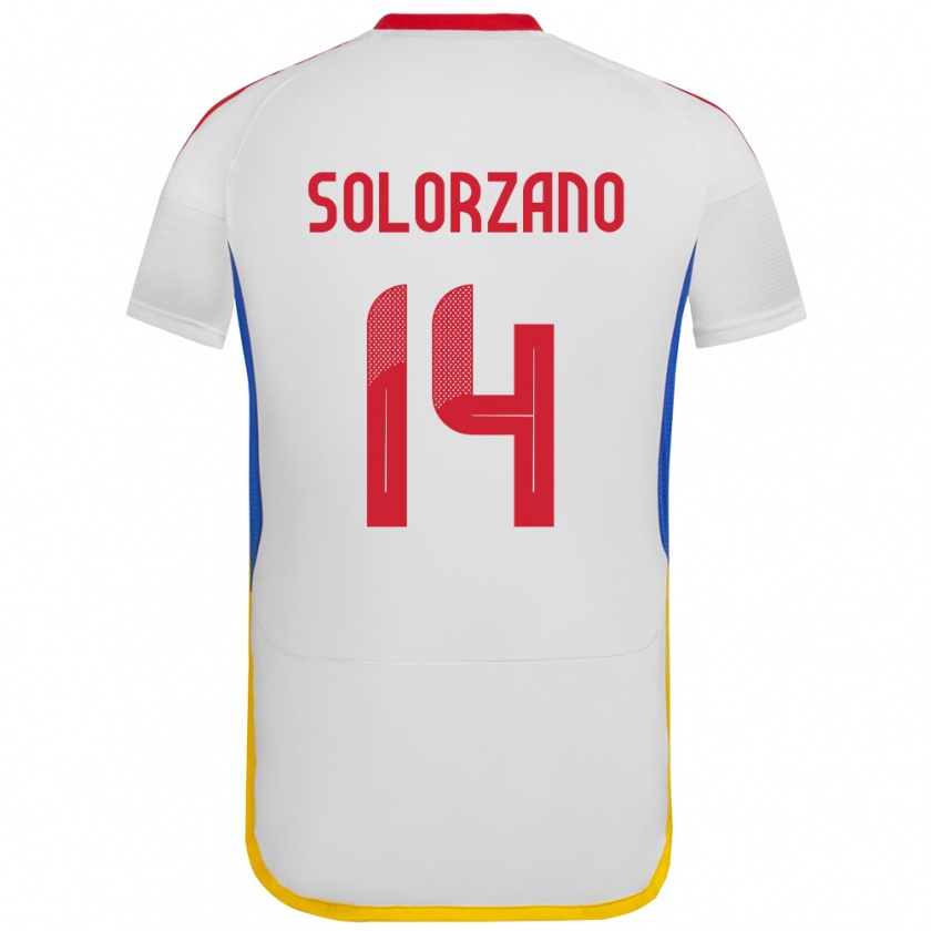 Kandiny Hombre Camiseta Venezuela Fabiola Solórzano #14 Blanco 2ª Equipación 24-26 La Camisa Chile