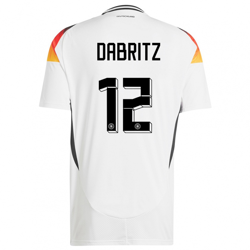 Kandiny Mujer Camiseta Alemania Sara Dabritz #12 Blanco 1ª Equipación 24-26 La Camisa Chile