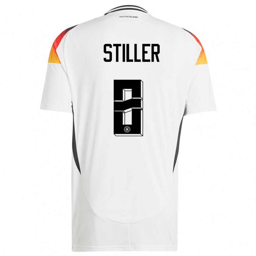 Kandiny Mujer Camiseta Alemania Angelo Stiller #8 Blanco 1ª Equipación 24-26 La Camisa Chile