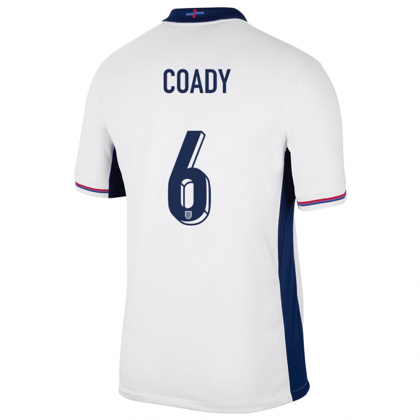 Kandiny Mujer Camiseta Inglaterra Conor Coady #6 Blanco 1ª Equipación 24-26 La Camisa Chile