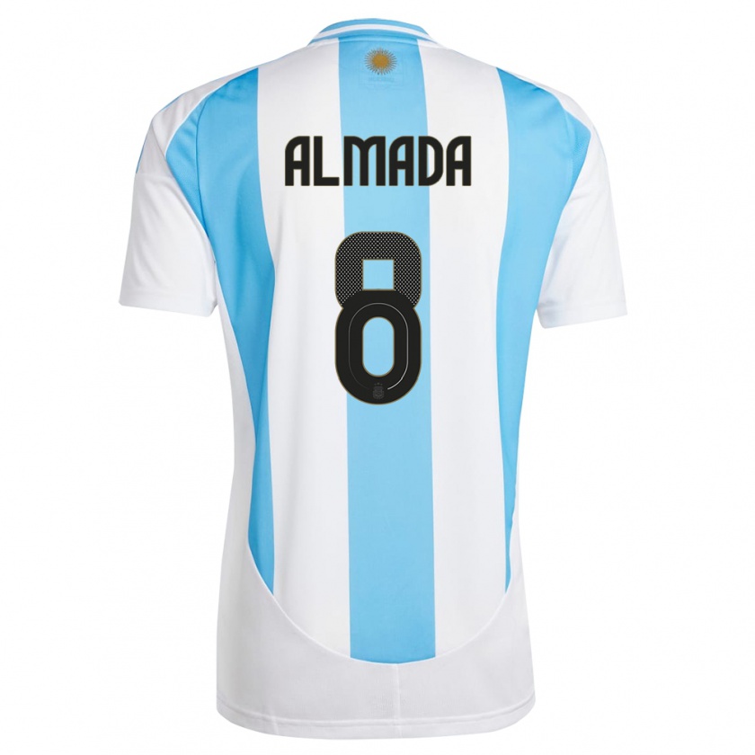 Kandiny Mujer Camiseta Argentina Thiago Almada #8 Blanco Azul 1ª Equipación 24-26 La Camisa Chile