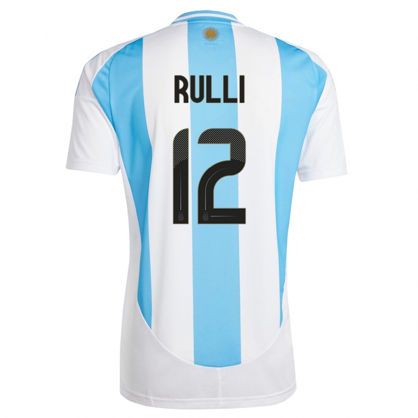 Kandiny Mujer Camiseta Argentina Geronimo Rulli #12 Blanco Azul 1ª Equipación 24-26 La Camisa Chile