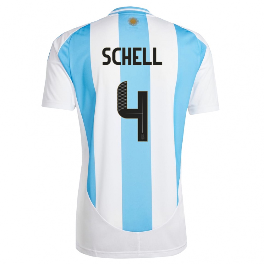 Kandiny Mujer Camiseta Argentina Sofia Schell #4 Blanco Azul 1ª Equipación 24-26 La Camisa Chile