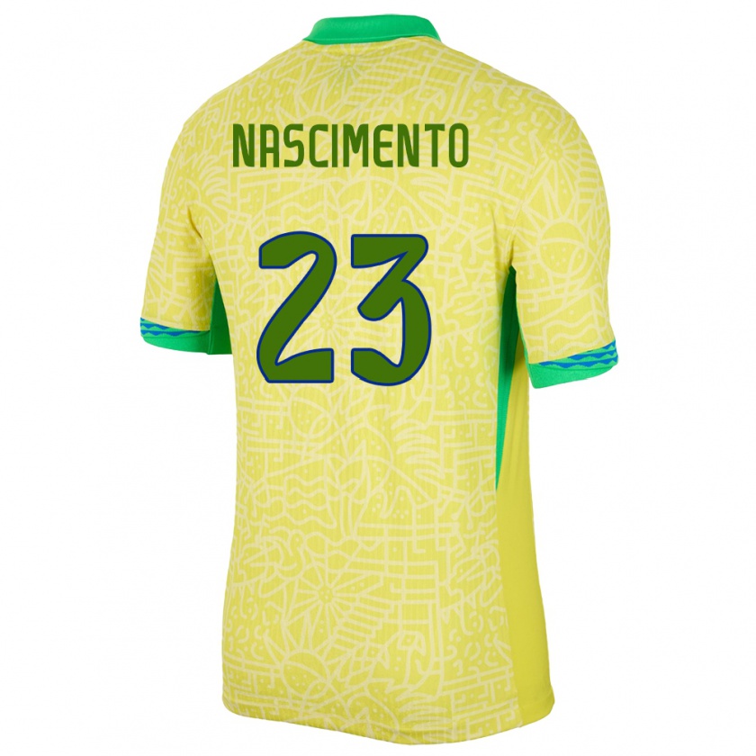 Kandiny Mujer Camiseta Brasil Matheus Nascimento #23 Amarillo 1ª Equipación 24-26 La Camisa Chile