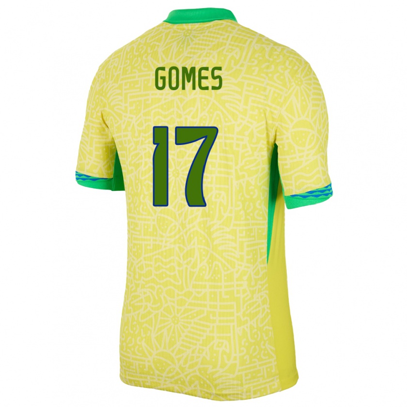 Kandiny Mujer Camiseta Brasil William Gomes #17 Amarillo 1ª Equipación 24-26 La Camisa Chile