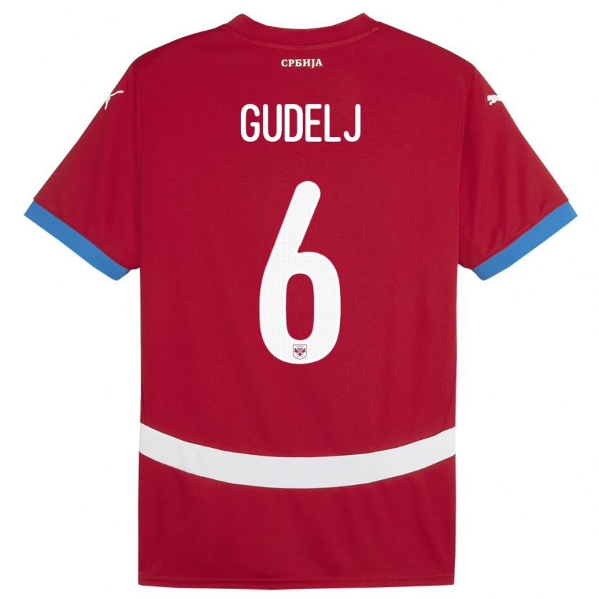 Kandiny Mujer Camiseta Serbia Nemanja Gudelj #6 Rojo 1ª Equipación 24-26 La Camisa Chile