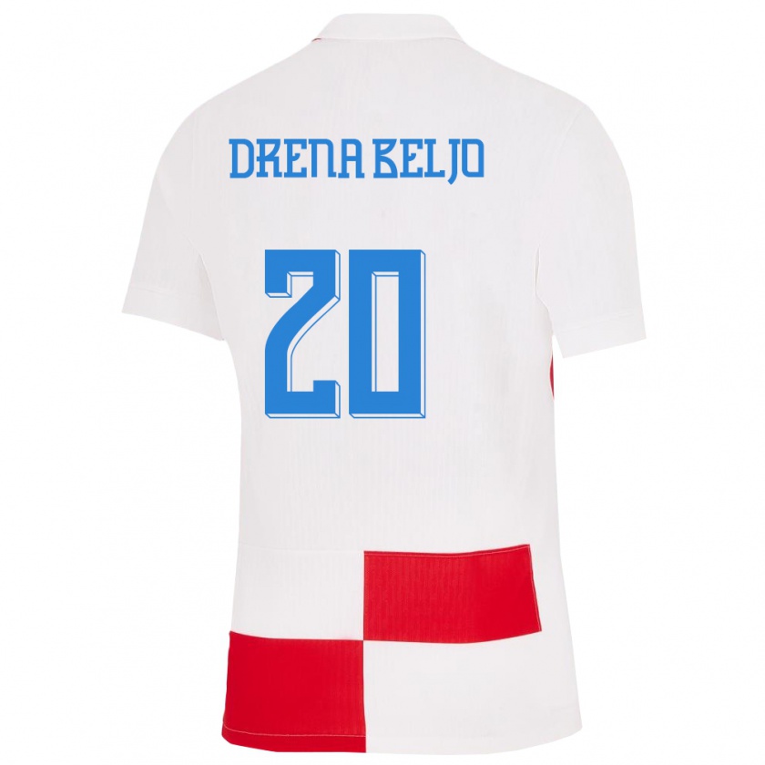 Kandiny Mujer Camiseta Croacia Dion Drena Beljo #20 Blanco Rojo 1ª Equipación 24-26 La Camisa Chile