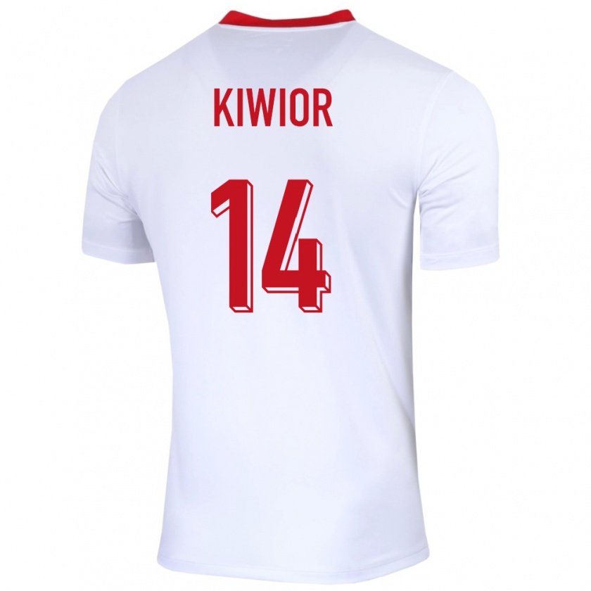 Kandiny Mujer Camiseta Polonia Jakub Kiwior #14 Blanco 1ª Equipación 24-26 La Camisa Chile