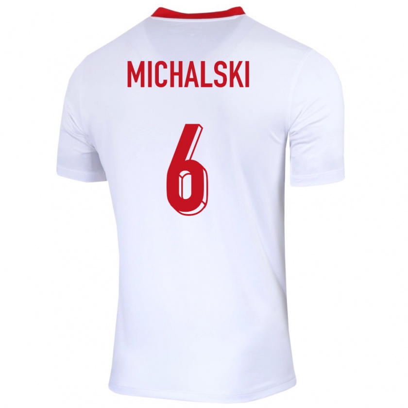 Kandiny Mujer Camiseta Polonia Szymon Michalski #6 Blanco 1ª Equipación 24-26 La Camisa Chile