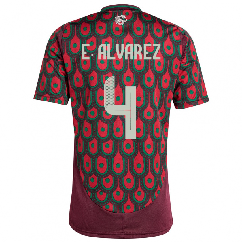 Kandiny Mujer Camiseta México Edson Alvarez #4 Granate 1ª Equipación 24-26 La Camisa Chile