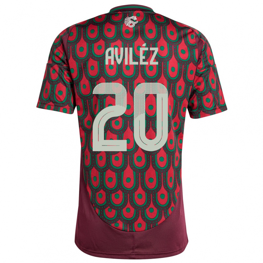 Kandiny Mujer Camiseta México Aylin Avilez #20 Granate 1ª Equipación 24-26 La Camisa Chile