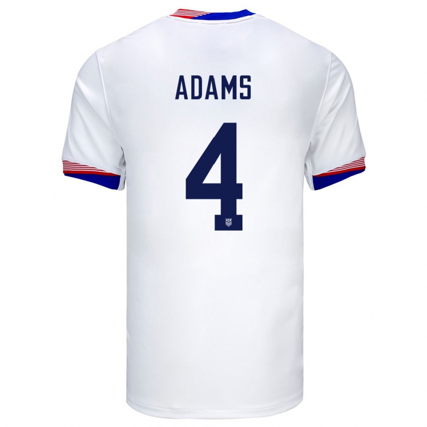 Kandiny Mujer Camiseta Estados Unidos Tyler Adams #4 Blanco 1ª Equipación 24-26 La Camisa Chile