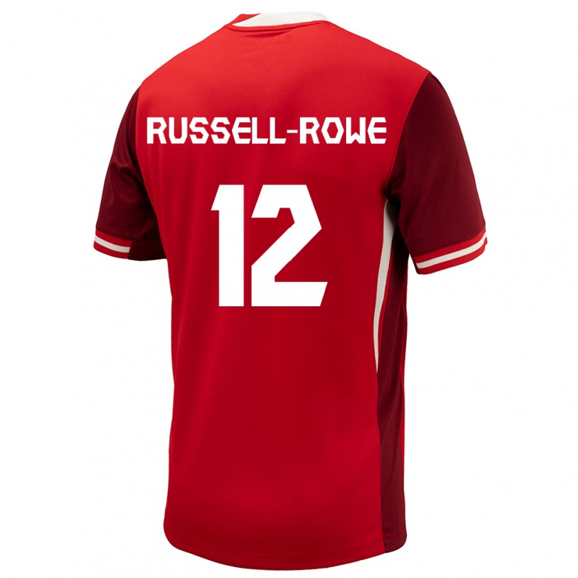 Kandiny Mujer Camiseta Canadá Jacen Russell-Rowe #12 Rojo 1ª Equipación 24-26 La Camisa Chile