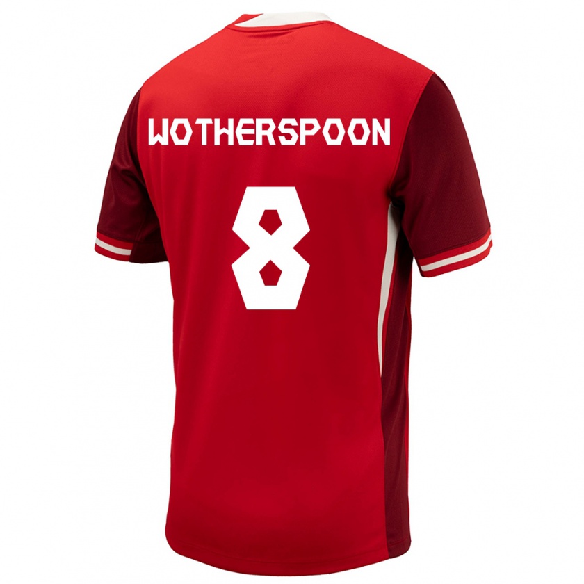 Kandiny Mujer Camiseta Canadá David Wotherspoon #8 Rojo 1ª Equipación 24-26 La Camisa Chile