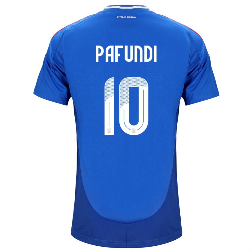 Kandiny Mujer Camiseta Italia Simone Pafundi #10 Azul 1ª Equipación 24-26 La Camisa Chile