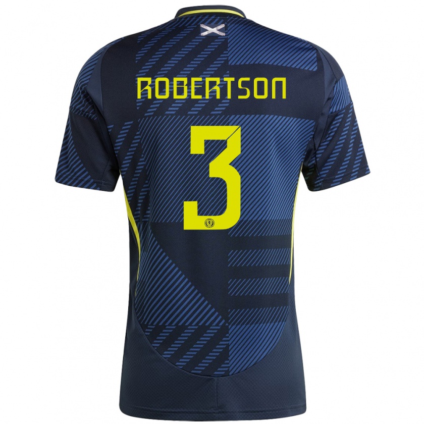 Kandiny Mujer Camiseta Escocia Andrew Robertson #3 Azul Oscuro 1ª Equipación 24-26 La Camisa Chile