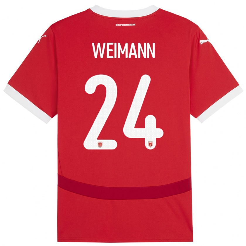 Kandiny Mujer Camiseta Austria Andreas Weimann #24 Rojo 1ª Equipación 24-26 La Camisa Chile