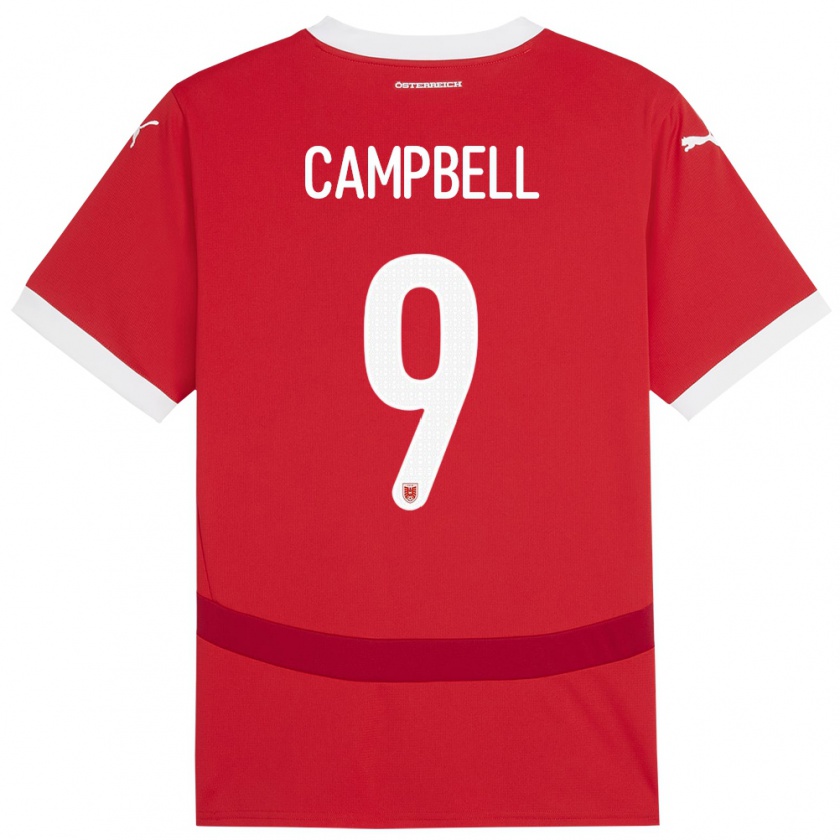 Kandiny Mujer Camiseta Austria Eileen Campbell #9 Rojo 1ª Equipación 24-26 La Camisa Chile