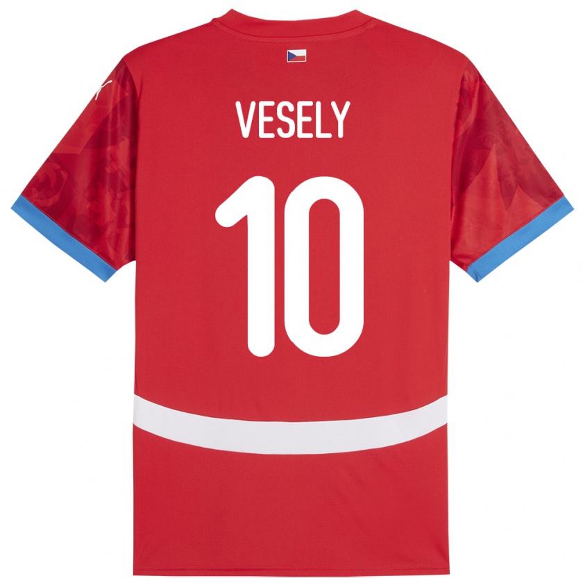 Kandiny Mujer Camiseta Chequia David Vesely #10 Rojo 1ª Equipación 24-26 La Camisa Chile