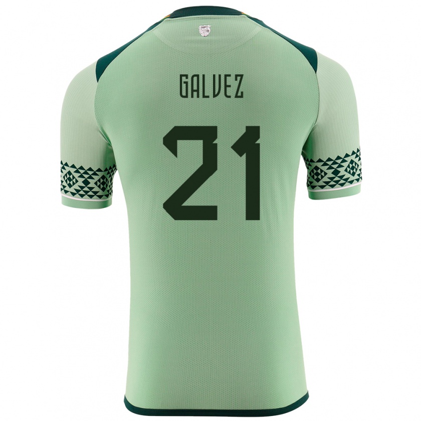 Kandiny Mujer Camiseta Bolivia Vladimir Galvez #21 Verde Claro 1ª Equipación 24-26 La Camisa Chile