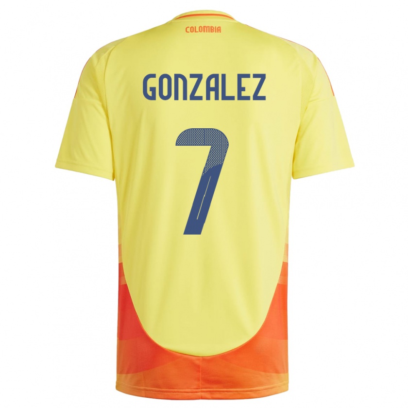 Kandiny Mujer Camiseta Colombia Celis González #7 Amarillo 1ª Equipación 24-26 La Camisa Chile