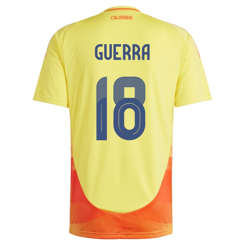 Kandiny Mujer Camiseta Colombia Ingrid Guerra #18 Amarillo 1ª Equipación 24-26 La Camisa Chile